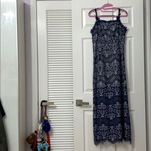 Nordstrom Long Silk Dress Navy blue